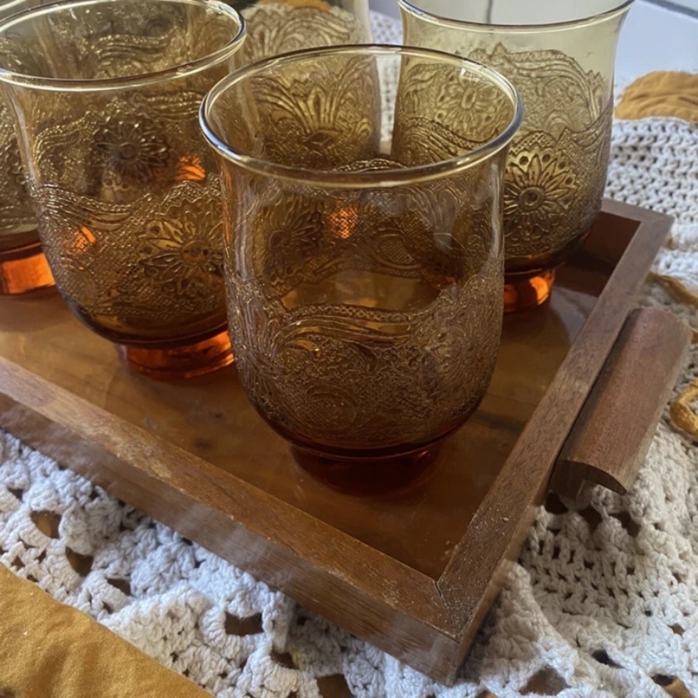 Vintage libbey amber embossed Americana tumbler priced per unit